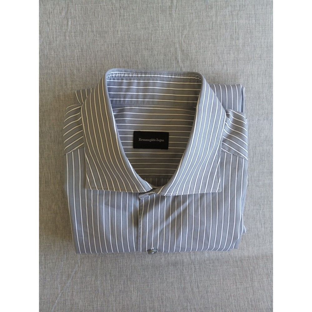 Ermenegildo Zegna Gray Striped Casual Button Down Shirt